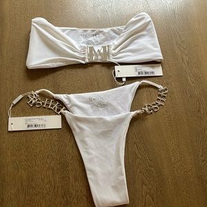 Meshki small bikini set. Carla bandeau top. Subdue diamanté logo bottom